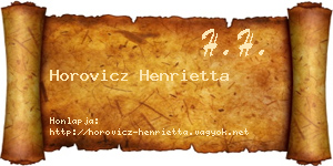 Horovicz Henrietta névjegykártya